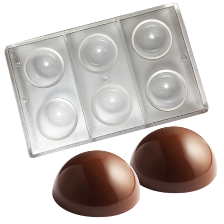 Форма поликарбонатная для шоколада "Полусфера" d60*h30мм,8 ячеек, Pavoni