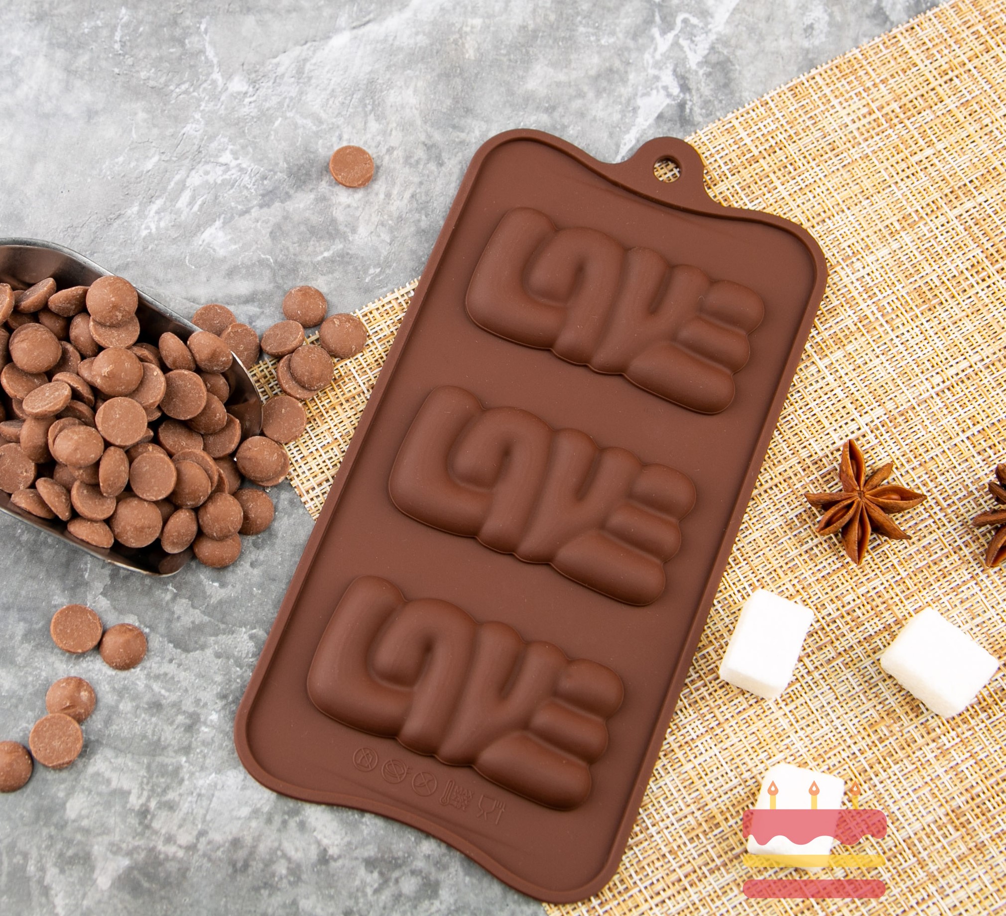 Форма силиконовая для шоколада "Шоколадная плитка Love" 