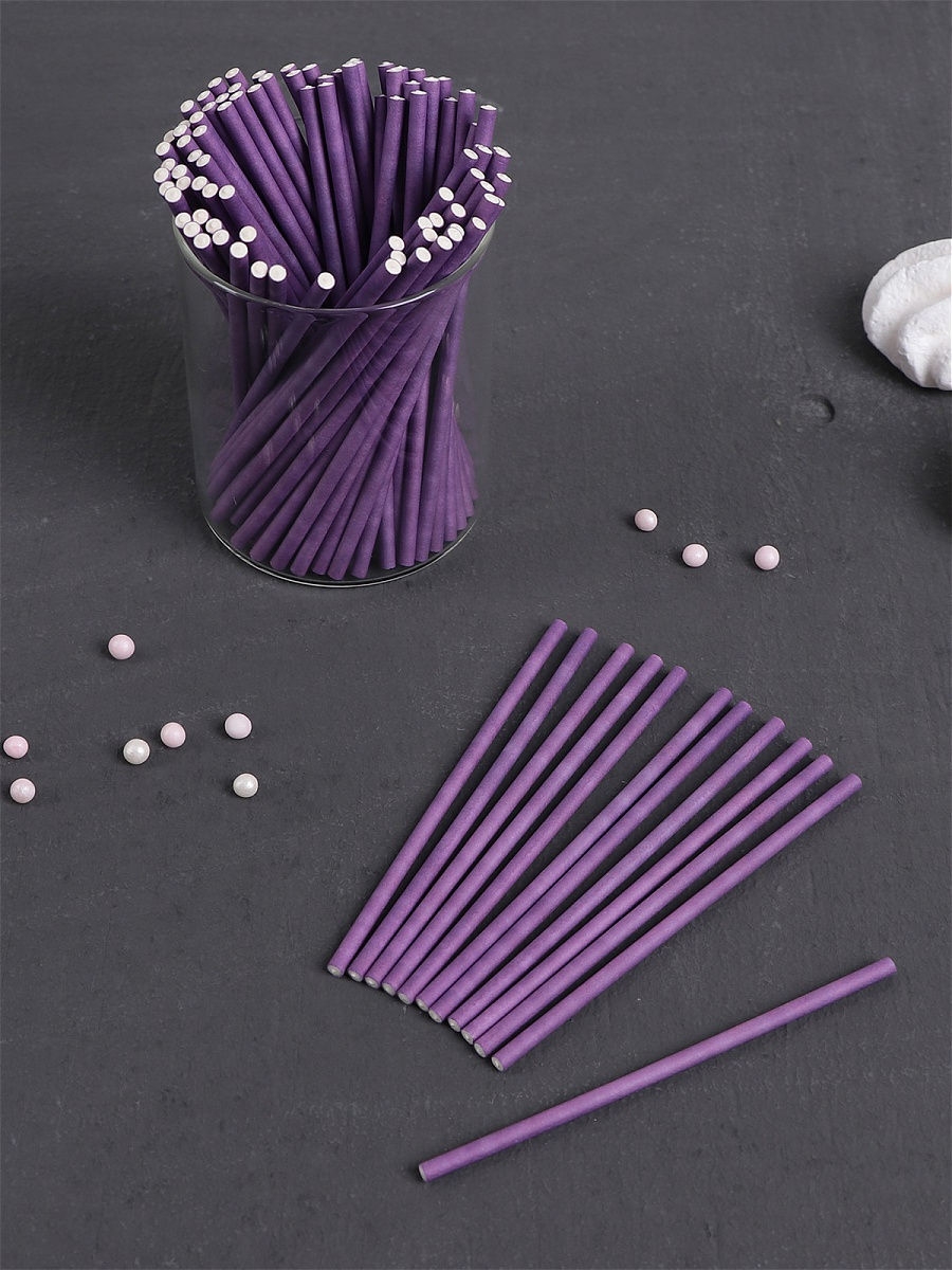 Бумажные палочки для лолли попса, леденцов 3,5*150мм, фиолетовый