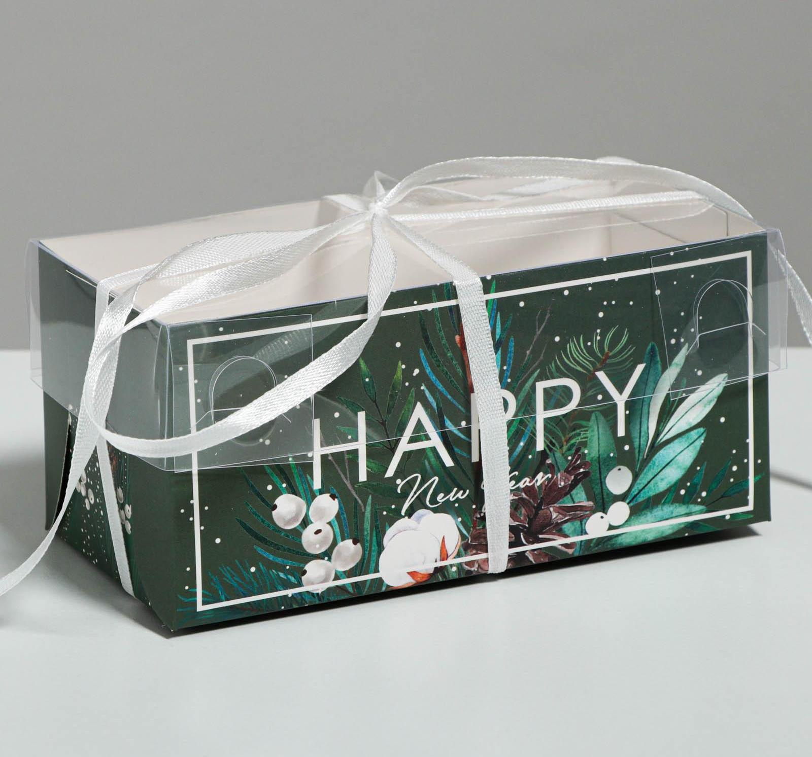 Коробка для капкейка "Happy New year" 16*8*7.5см