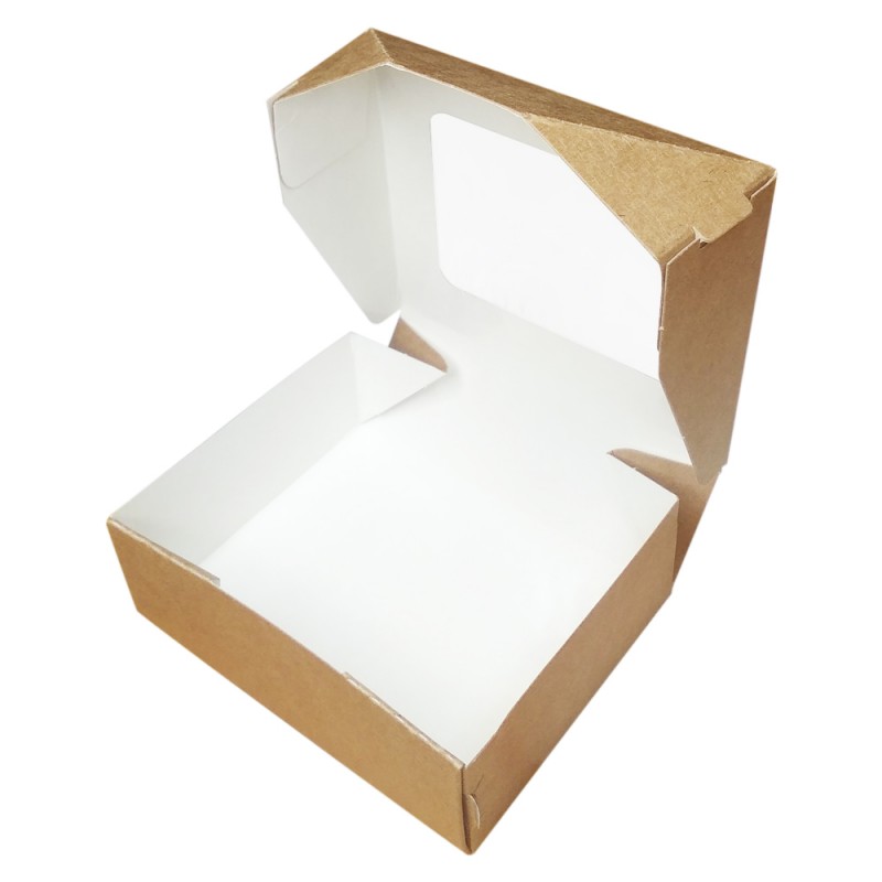 Коробка универсальная с окном, крафт Tabox 300gl, 10*8*3.5см