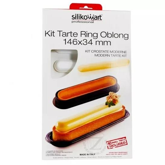 Форма для тарта ,TARTE RING OBLONG 146X34 H 20мм,6 шт в наборе,Silikomart