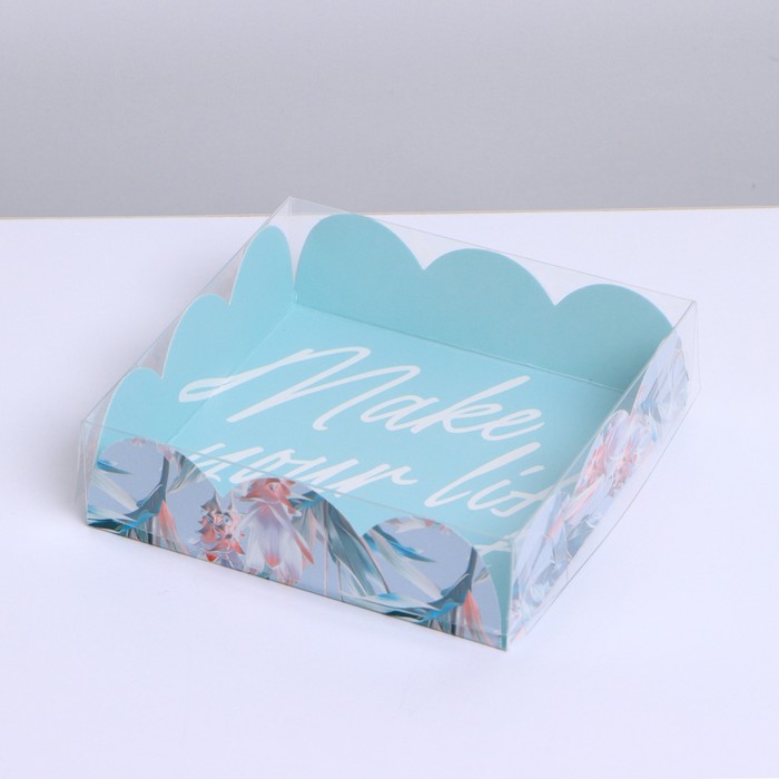 Коробка для кондитерских изделий с PVC крышкой "Make your life sweet", 10,5*10,5*3 см