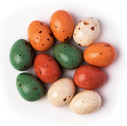 Яйца шоколадные перепелиные разноцветные из фундучной пасты 1кг*4шт