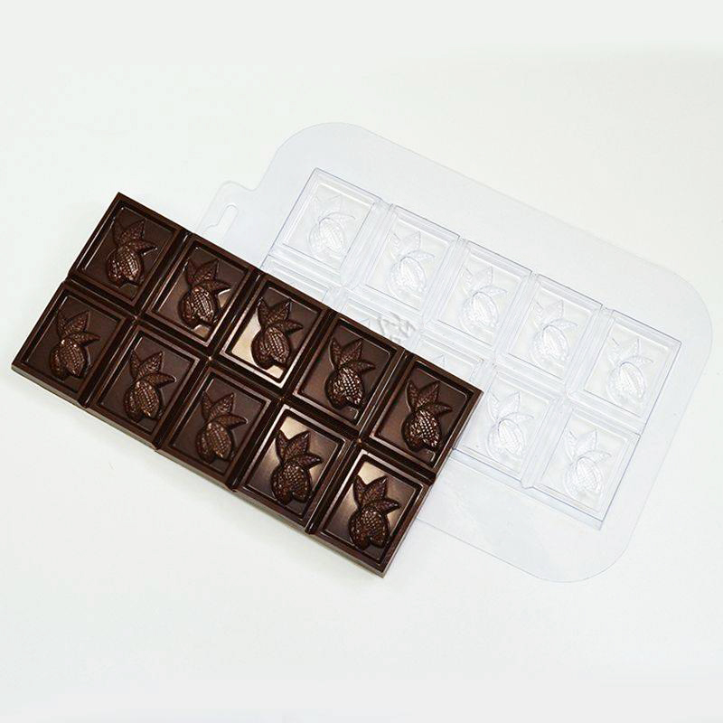 Форма пластиковая для шоколада "Плитка какао бобы"