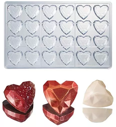 Форма поликарбонатная для шоколада "Heart diamond" 33*33*15мм, Martellato