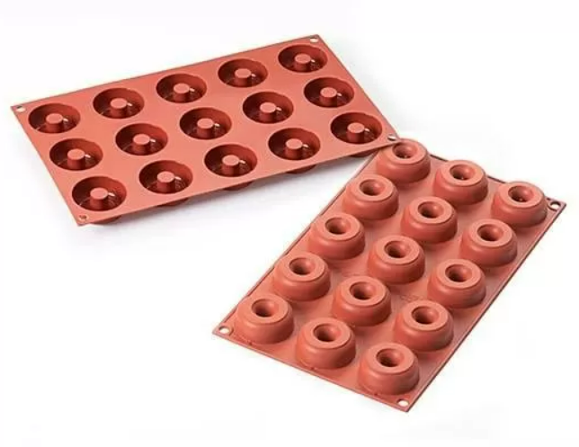 Форма силиконовая силиконфлекс "Mini Donuts/Мини Донатс" d45*h18мм, 15 ячеек по 22мл, Silikoмart