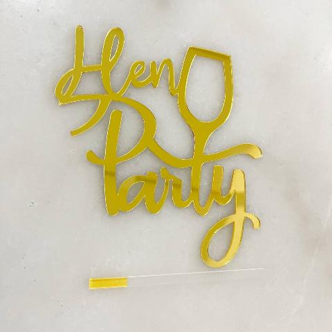 Топпер зеркальный "Hen party" с бокалом