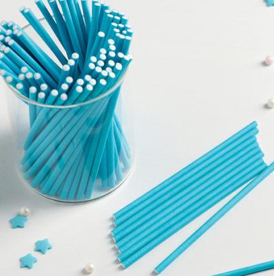 Бумажные палочки для  кейк попсов 4*200мм*100шт, голубой