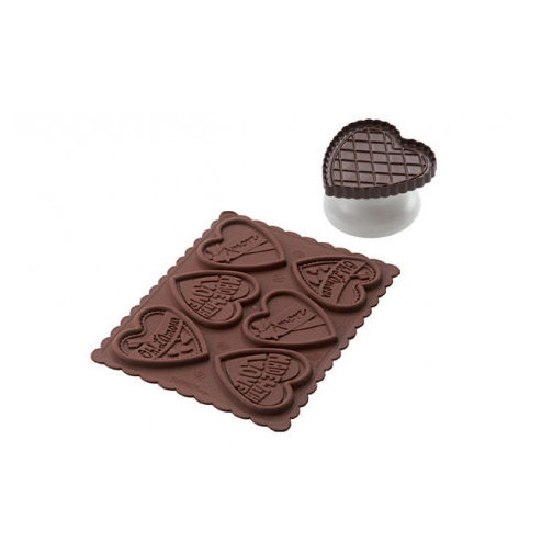Форма силиконовая для приготовления печенья + выемка "Ckc03 Cookie hearts", Silikoмart