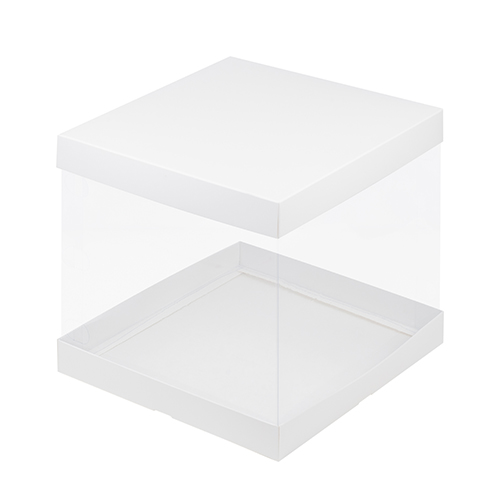 Коробка для торта с прозрачными стенками белая 260*260*280мм, 1уп*25шт