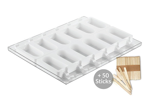Форма для мороженого эскимо в наборе "GEL12 Creмino 2 pcs" 2 формы+поднос+50 палочек.6 ячеек*45*92*h