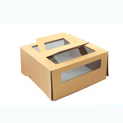 Коробка для торта с ручками крафт 310*310*130мм