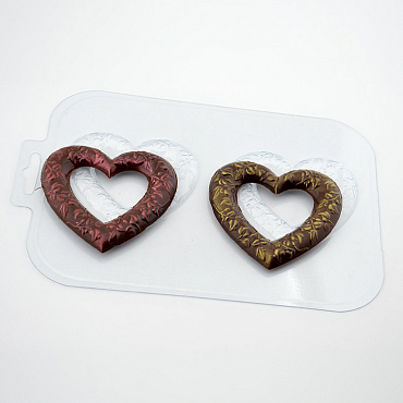Форма пластиковая для шоколада "Большие сердечные кольца"
