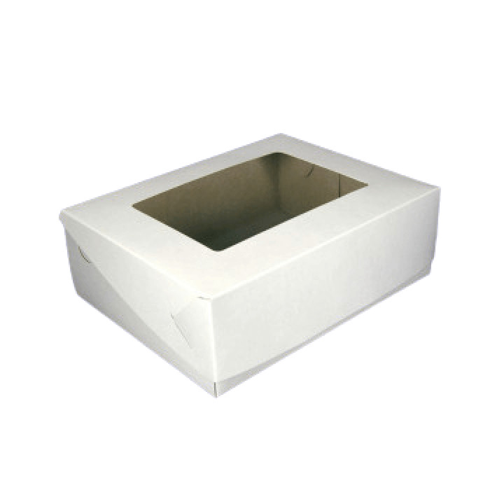 Коробка для печенья 0.5кг, с окном белая 18*14*6