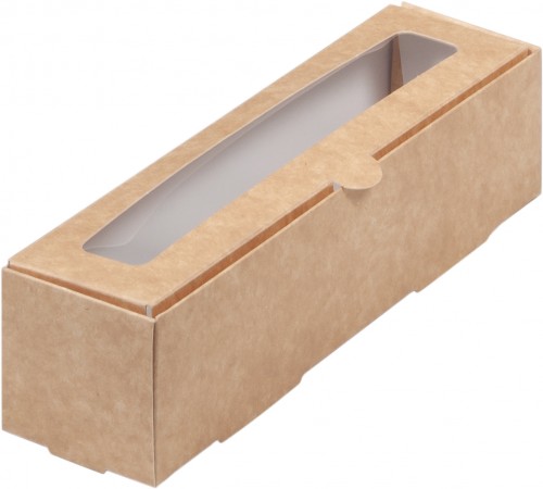 Коробка для макарон с окошком 210*55*55мм 1 ряд (крафт)