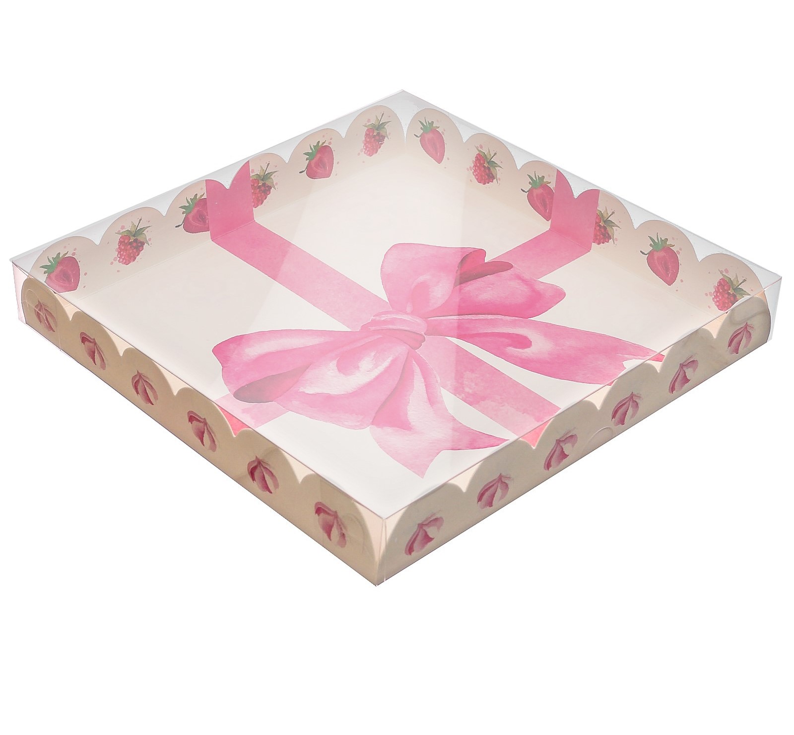 Коробка для кондитерских изделий с PVC-крышкой «Сладости в подарок», 21 × 21 × 3 см
