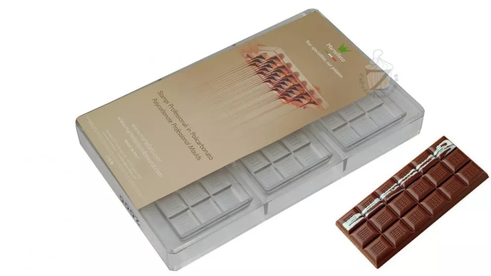 Форма поликарбонатная для шоколада "Плитки шоколада" 150*70*11мм, Martellato