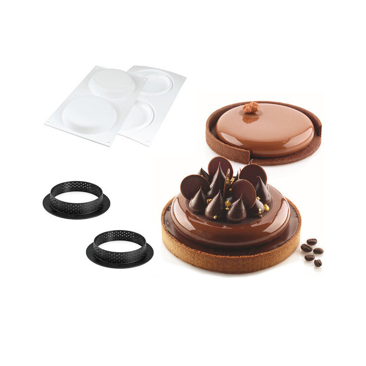 Набор для выпечки тартов "Kit Tarte Ring Round 150" 2 кольца d150мм +форма силиконовая , Silikoмart