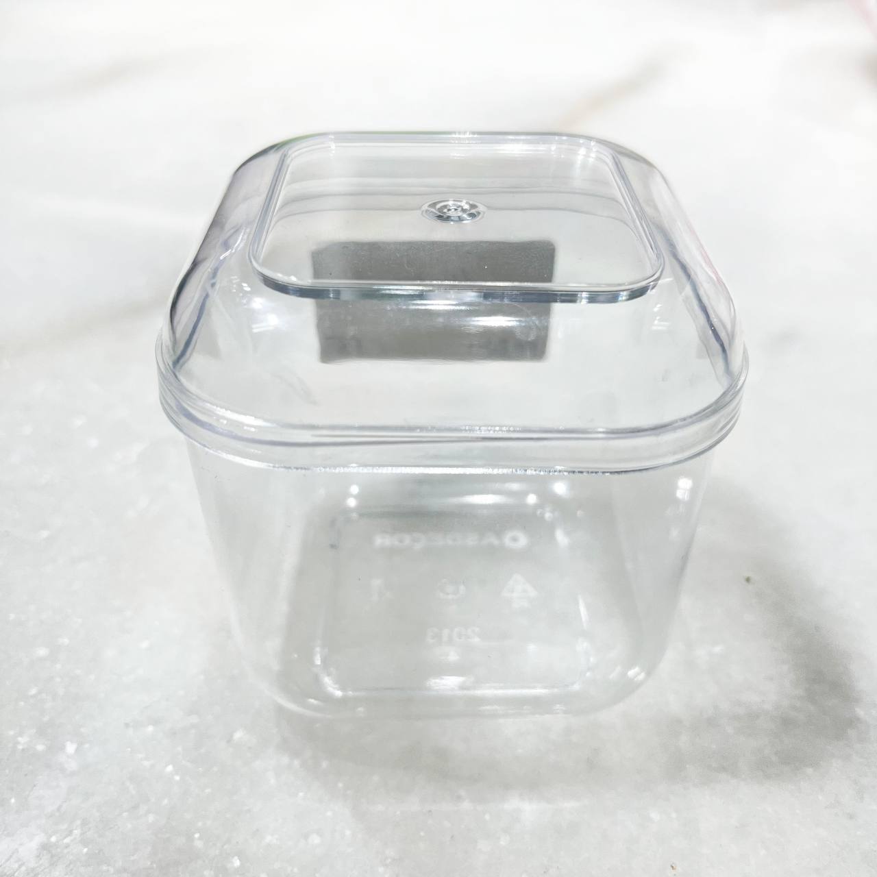 Стаканчик пластиковый одноразовый для десерта "Квадрат с крышкой" H64mm,200 мл