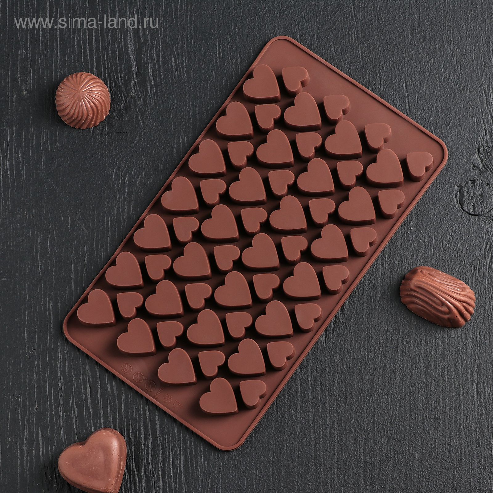 Форма силиконовая для льда и шоколада "Сердечки" 19.5*11.5 см