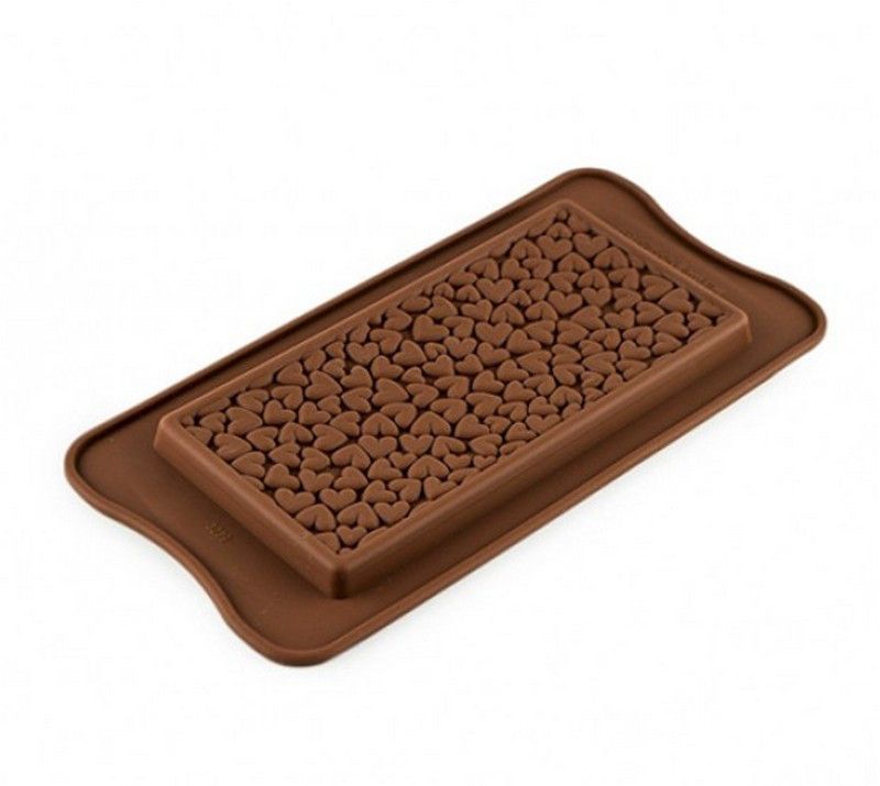Форма силиконовая для шоколада "Шоколадная плитка сердечки" 7,5*15см